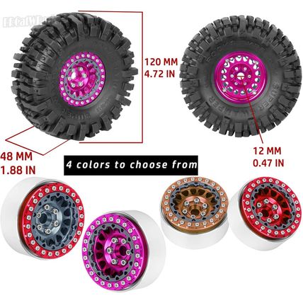 RC 1.9 Beadlock Wheels and Tires for 1/10 TRX4 TRX6 SCX10 SCX10 II 90046 SCX10 I