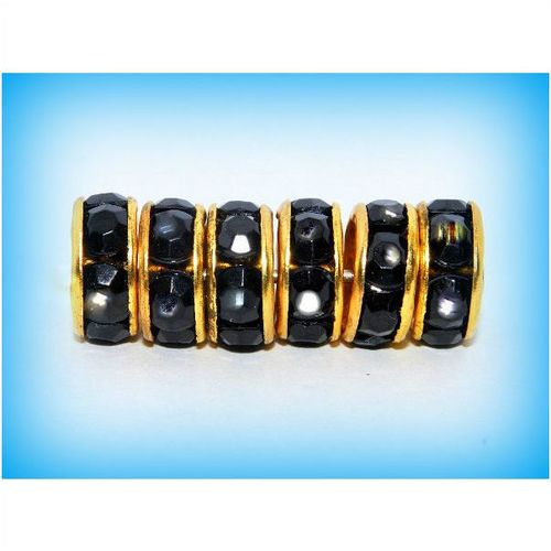 25 Black Acrylic Gold Plated Spacer Roundel Bead Charm Finding 8mm Jewellery 676