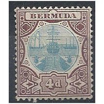 Bermuda 1909 SG42 4d Blue & Chocolate Mounted Mint . .