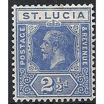 St Lucia 1912 SG81 2 1/2d Ultramarine Wmk Multi Crown CA Mounted Mint .. .