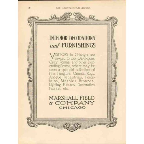 marshall field company 1913 interior decoration furnishings vintage ad