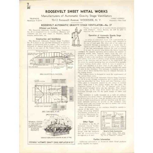 roosevelt sheet metal works 1938 stage ventilators vintage catalog
