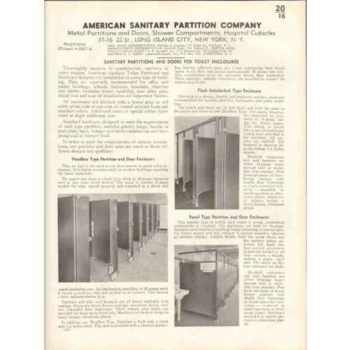 american sanitary partition company 1938 toilet panels vintage catalog