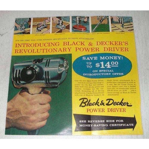 1958 Black & Decker Power Driver Ad - Revolutionary