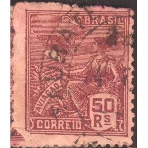 Brazil 1929 - 50r reddish purple - "Aviation" - used