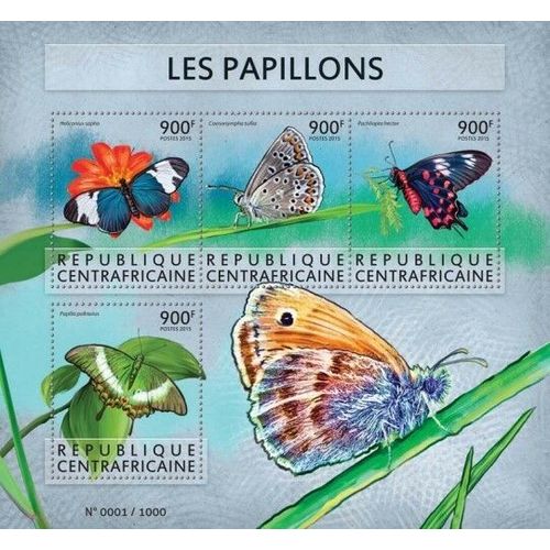 CENTRAL AFRICA 2015 SHEET MNH BUTTERFLIES PAPILLONS SCHMETTERLINGEN BORBOLETAS 3