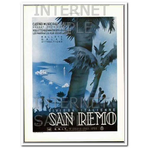 SAN REMO CASINO MUNICIPAL 1937 Riviera Italienne Italy vintage ad