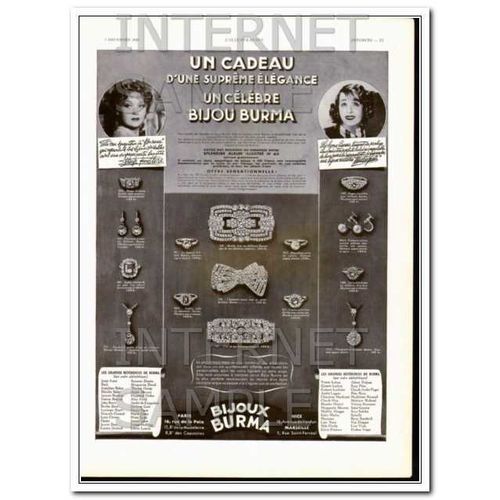 BIJOUX BURMA 1938 un cadeau supreme elegance jewelry vintage ad