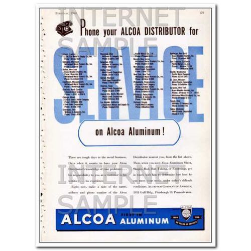 ALUMINUM COMPANY OF AMERICA 1948 ALCOA distributor service vintage ad