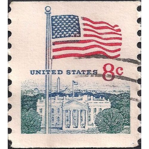 USA, Flag, White House, coil, blue 1971, 8c, #2