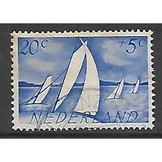 NETHERLANDS 1949 CULTURAL & SOCIAL RELIEF FUND 20c + 5c BLUE YACHTS SG683 F/U
