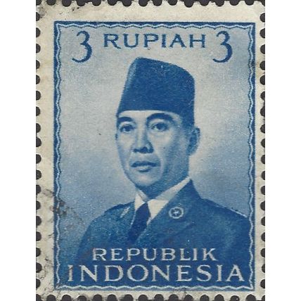 INDONESIA, President Sukarno, blue 1951, 3R