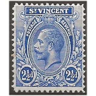 St Vincent 1925 SG133a 2 1/2d Bright Blue Mounted Mint . .. .