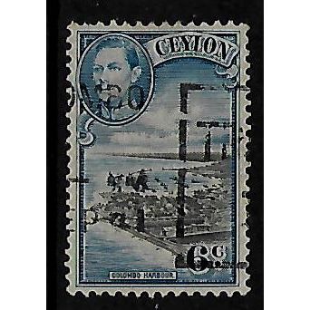 CEYLON 1938 6c BLACK & BLUE COLOMBO HARBOUR SG 388 FINE USED