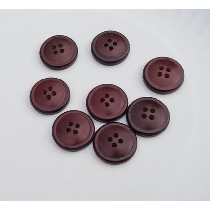 8 Imitation Stitch Faux Leather Style Buttons 22mm Brownish 020