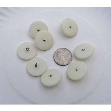 8 Ivory Silver Pin Shank Buttons 25mm Round 025