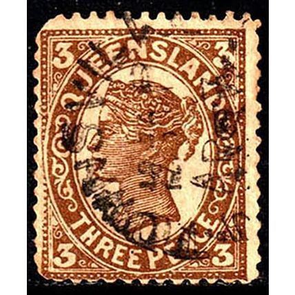 Australia QLD 1897 Queen Victoria 3d Used Stamp Three Pence