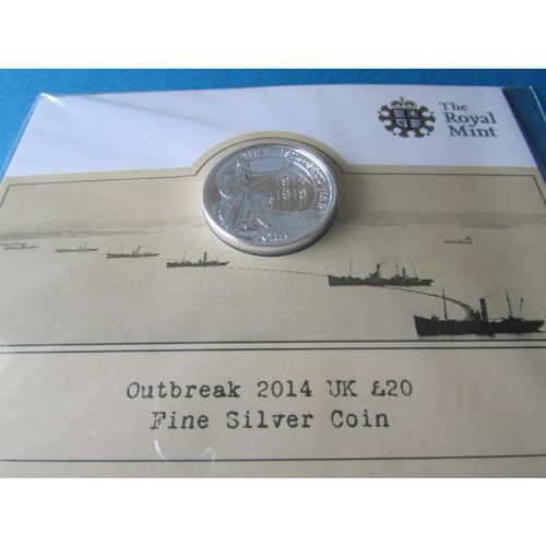 2014 QUEEN ELIZABETH II ROYAL MINT FINE SILVER £20. AAK