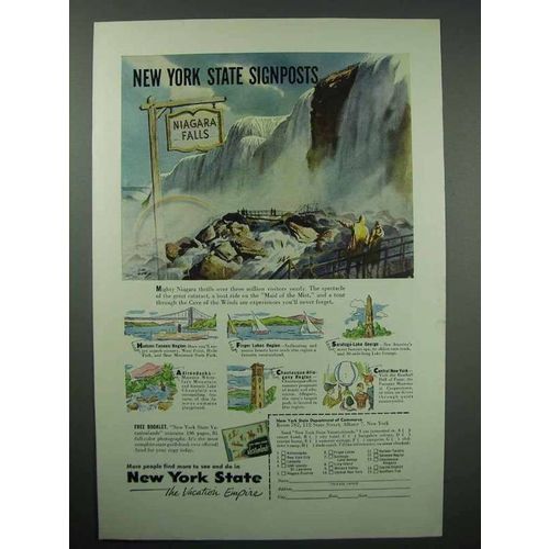 1953 New York Tourism Ad - Niagara Falls