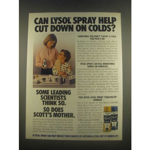1985 Lysol Spray Ad - Help Cut Down On Colds