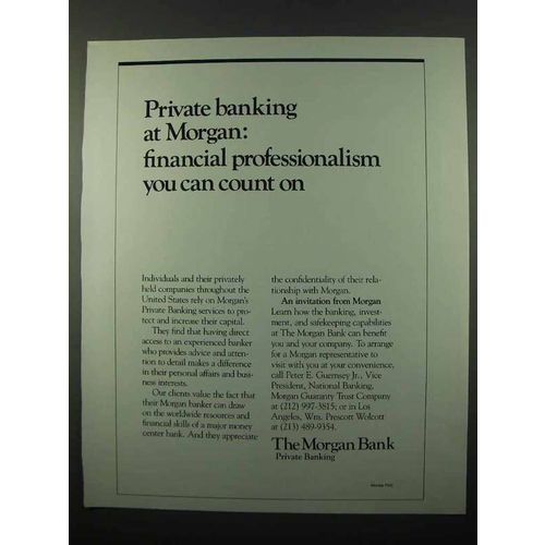 1987 The Morgan Bank Ad - Financial Professionalism