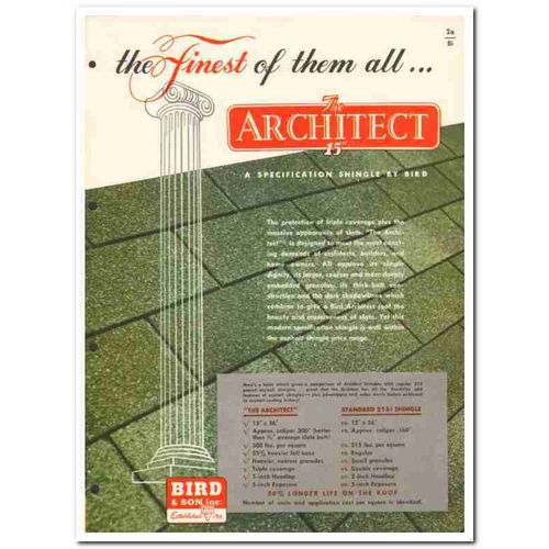 BIRD SON INC 1954 Architect Master-Bilt Shingles roof vintage catalog
