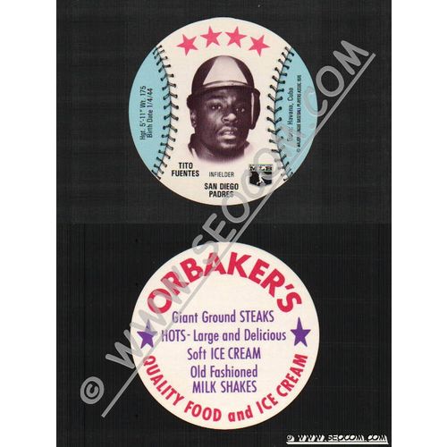 Sport Baseball Discs Name: Fuentes, Tito Infielder San Diego Padres~543