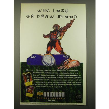1996 Upper Deck Gridiron Fantasy Football Card Game Ad - Win, Lose or Draw Blood