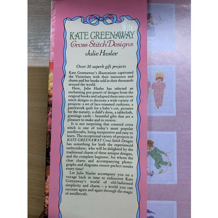 1989 "KATE GREENAWAY CROSS STITCH DESIGNS" JULIE HASLER LARGE HARDBACK BOOK (P4)
