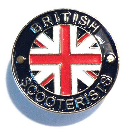Gift Boxed British Scooterist Metal Keyring & Enamel Badge Set MOD Scooter Rider