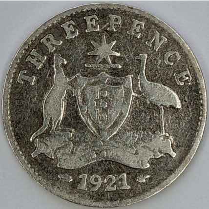 AUSTRALIA 1921 Threepence, No 'M' under date, 92.5% Silver (A - D)