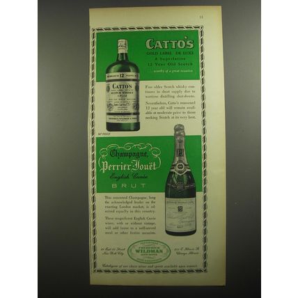 1956 Catto's Scotch and Perrier-Jouet Champagne Advertisement
