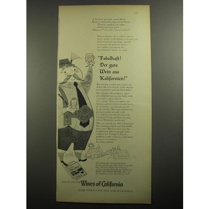 1956 Wine Advisory Board Ad - Fabelhaft! Der gute wein aus Kalifornien