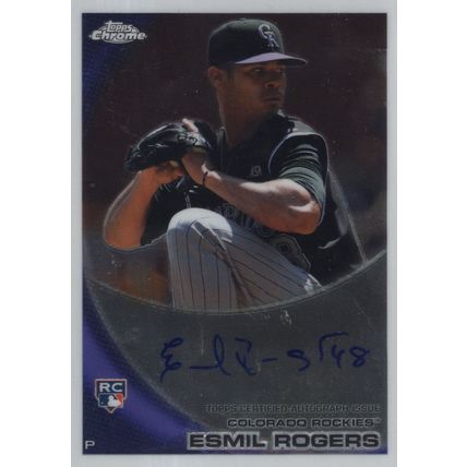 Esmil Rogers Colorado Rockies Hand Signed Baseball Trading Card