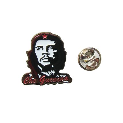 Small Che Guevara Pin Badge Metal Black Red Nickle Colour 2.2cm X 2.5cm BA64