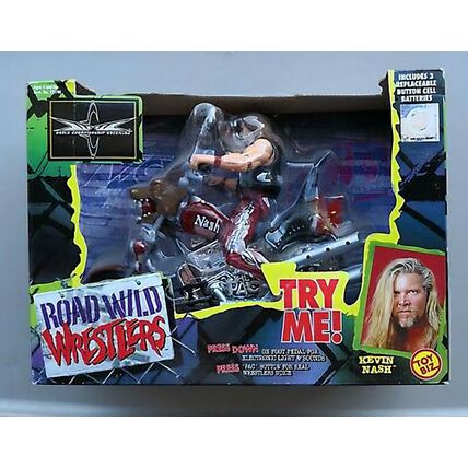 wcw wwe wwf ljn classic superstars road wild motorcycle & kevin nash figure