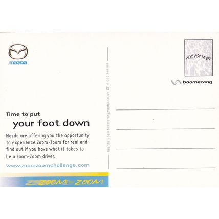 Mazda Put your foot down advertising Postcard unused VGC