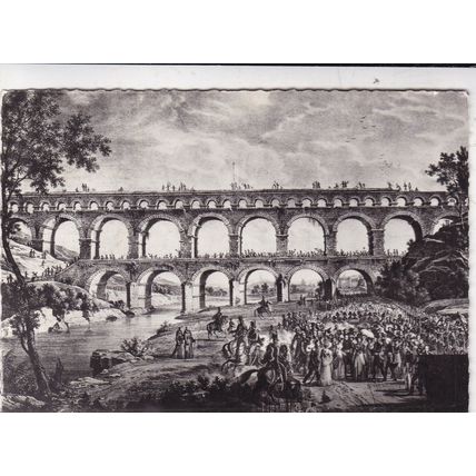 Visite de la Duchesse d'Angouleme Pont du Gard Postcard posted 1969 crease