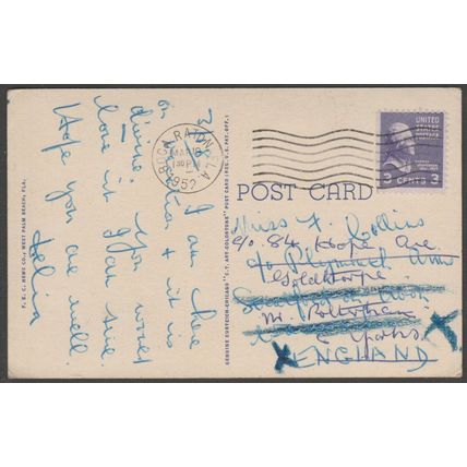 Entrance to Boca Raton Club, Boca Raton, Florida, 1952 - FEC News Co Postcard