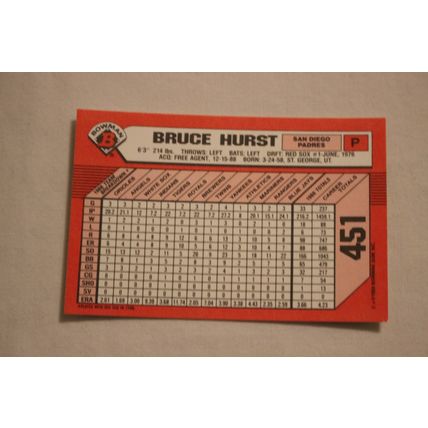 Bruce Hurst 1989 Bowman TIFFANY NO. 451