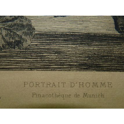 Antique 18C Van Dyck Woodcut Print Portrait D'Homme Munich A.Quantin 30 x 18.5cm
