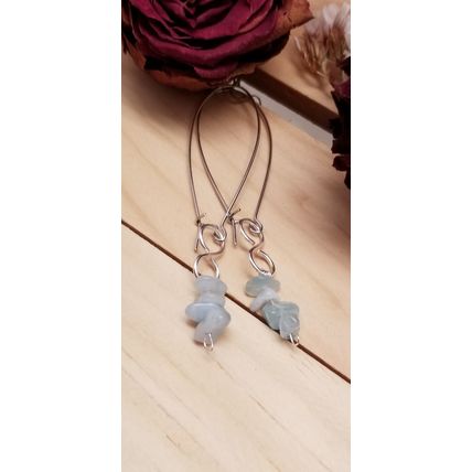 Handmade Aqua Chip Earrings