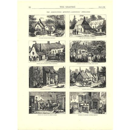 AGRICULTURAL QUESTION - LABOURER’S DWELLINGS 1872 VICTORIAN ENGRAVING