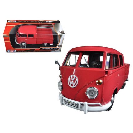Volkswagen Type 2 (T1) Double Cab Pickup Truck Wax Red 1/24 Diecast Model Car...