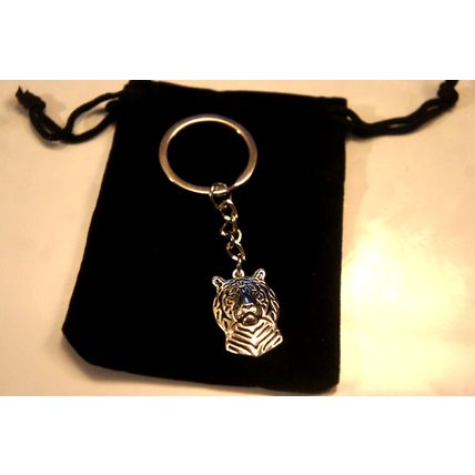 STUNNING TIGER KEY RING WITH KEY CHAIN & VELVET GIFT BAG