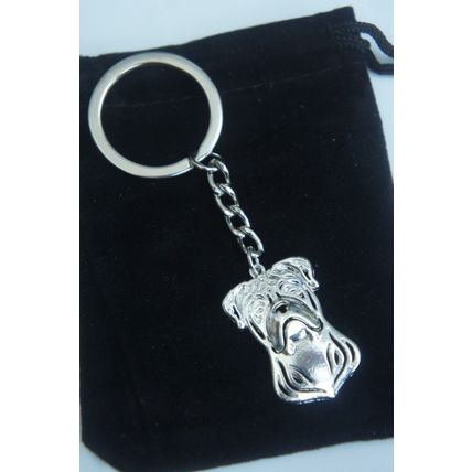 AMERICAN BULLDOG METAL KEY RING WITH KEY CHAIN & VELVET GIFT BAG