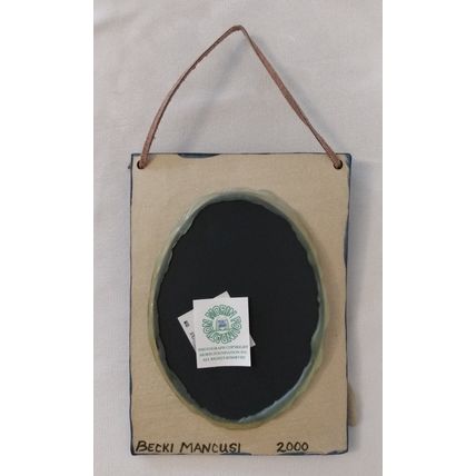 OVAL MIRROR BLUE CERAMIC FRAME ANGEL & STAR OF BETHLEHEM SIGNED BECKI MANCUSI