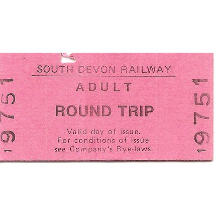 South Devon Railway Edmondson Ticket - Adult Round Trip