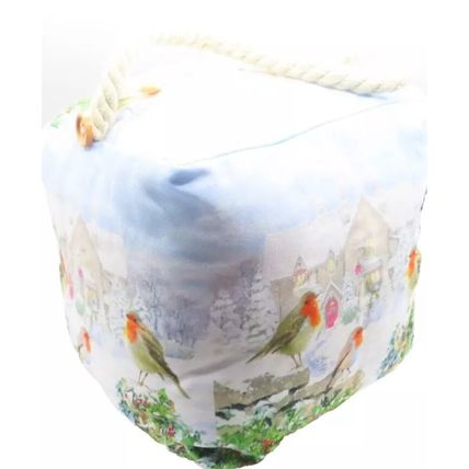 Christmas Robins Doorstop Winter Scene 17 CM Gift Home Decor Festive Holidays