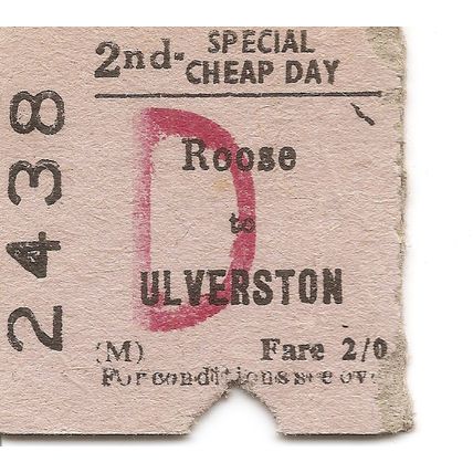 B.T.C. Edmondson Ticket - Roose to Ulverston